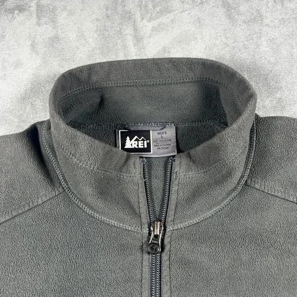 REI Full Zip Fleece Jacket Mens Large Black Long Sleeve Mock Neck Pockets - Picture 8 of 14